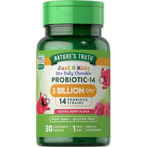 Probiotics for Kids | 30 Chewable Tablets | 3 Billion CFUs | Natural Berry Flavor | Non-GMO & Gluten Free Supplement | by Nature's Truth
