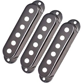 3pcs Different Brass Single Coil Pickup Covers For Fender Strat Squier Electric Guitar Parts 48 50 52m(Black)