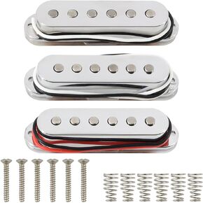 Alnico 5 Strat Pickup Single Coil Pickups Set SSS for Stratocaster Electric Guitar Replacement Part (White)