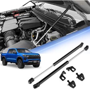 دعامات غطاء محرك السيارة لسيارة Chevy Colorado/Canyon GMC 2023 2024 - دعم رفع غطاء محرك السيارة المُحسّن، بدون صدمات نوابض الغاز الأمامية المثقوبة | متوافق مع ملحقات شيفروليه كولورادو