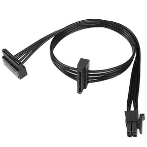 QIANRENON Mini 4-pin to 2X Right Angle SATA Hard Drive Cable 4-pin 1 to 2 SATA SSD Power Cord Extension Cable