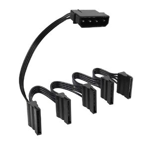 YACSEJAO IDE to SATA Power Cable LP4 4 Pin 1 to 6×15 Pin SATA Splitter Supply Adapter Converter Cable for PC Server Hard Drive