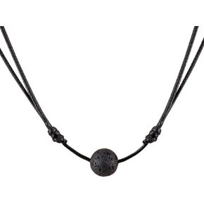 Lava Rock Stone Bead Triangle Pendant Necklace Essential Oil Diffuser Necklace Aromatherapy Choker Necklace Unisex (Black Lava Bead)