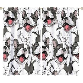Pug Dog Blackout Windows Curtains, Cute Pug Curtains Colorful Cartoon Animal Pug Curtains for Kids, Boys, Girls Bedroom Living Room 42x45in 2 Panels