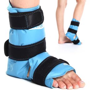 Ankle Ice Pack Wrap for Injuries with Double-Sided Fabric Cover, Foot Ice Pack with Cold Compression Therapy, Pain Relief for Achilles Tendon, Plantar Fasciitis, Sprained Ankles Foot Pain