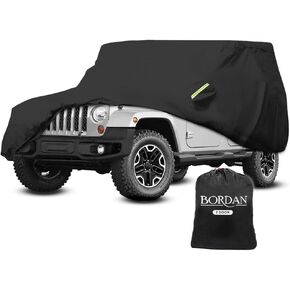 غطاء سيارة بوردان لسيارة رانجلر 1987-2023، غطاء سيارة أسود مقاوم للماء وحماية من جميع الأحوال الجوية، غطاء سيارة خارجي لسيارة رانجلر JK، JL، CJ، YJ، TJ (بابين) in Kuwait