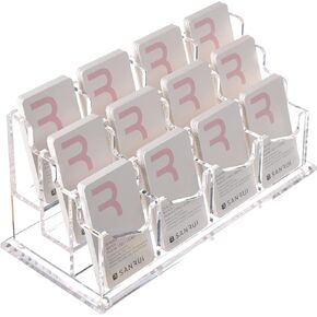 حامل بطاقات العمل للعرض الرأسي 12 فتحة، حامل منظم بطاقات أكريليك شفاف للنساء والرجال - عبوة واحدة (12 فولت) in Kuwait