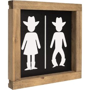 flangairy Western Bathroom Decor, Southwestern Cowboy Wall Wooden Signs, Half Bath Table Shelf Rustic Home Art Decoration
