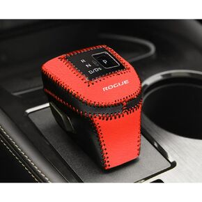 1Pcs Gear Shift Knob Cover Automatic Transmission Boots Shift Lever Leather Sheath Accessories Fit for Nissan Rogue 2021 2022 2023 2024(Black Stitches
