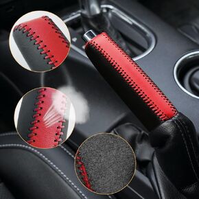 Compatible with Black Blue Genuine Leather Hand-Stitched Handbrake Protector Cover Interior Accessories Cover Decoration for Ford Mustang 2015 2016 2017 2018 2019 2020 2021 Blue Stitches