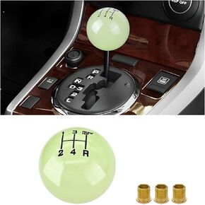 BESULEN Car Gear Shifter Head, Resin 5 Speed Shifter Knobs with 3 Adapters, Luminous Gear Shift Knob, Round Ball Gear Shift Grip Handle Replacement Fit Regular Car Transmissions (Blue)