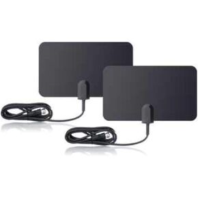 Flat HD Digital Indoor TV Antenna 2 Pack Bundle - 25 Miles Range