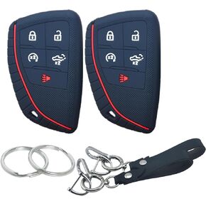 2Pcs Silicone Smart Remote Key Fob Cover for 2024 2023 2022 GMC Sierra 1500 Chevy Chevrolet Silverado 1500 2500HD 3500HD (Black)