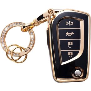 Gematay لغطاء Toyota Key Fob مع سلسلة مفاتيح، حامل غطاء غطاء المفتاح متوافق مع Toyota RAV4 Fortuner Tundra Camry Highlander Corolla Smart Key Fob، أبيض
