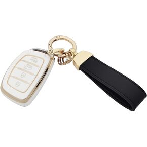 TPU Key Fob Cover Case fit for 2019 2018 2017 2016 2015 2014 2013 Hyundai Sonata Tucson Elantra Keyless Entry Key Fob (Black)