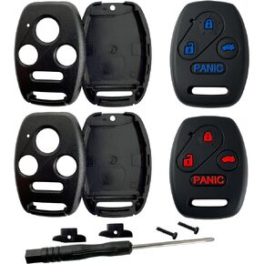 Key Fob Cover Shell for Honda 2003 - 2012 Accord 2009-2015 Pilot,3+1Button Keyless Remote Fob Case Kit Fit for 2006-2013 Civic EX 2005-2006 CR-V (Pack of 4)