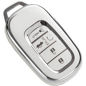 for Honda Key Fob Cover, Compatible with Accord Civic Pilot CR-V HR-V Passport Premium TPU Key Fob Case Remote Smart Car Key Protector（A-White）