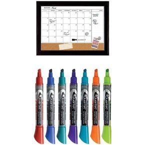 Quartet Combination Magnetic Whiteboard Calendar & Corkboard, 17" x 23" Combo Dry Erase White Board & Cork Bulletin Board, Message Board, Black Frame (79275)
