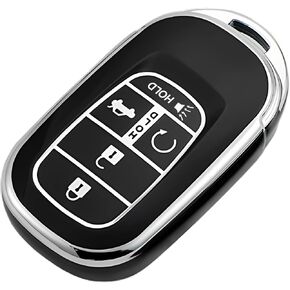 for Honda Key Fob Cover, Compatible with Accord Civic Pilot CR-V HR-V Passport Premium TPU Key Fob Case Remote Smart Car Key Protector（A-White）