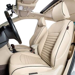 EKR Custom Fit Accord Car Seat Covers for Select Honda Accord 2010 2011 2012(Not for EX-L,LX-S) - Leather (Beige)