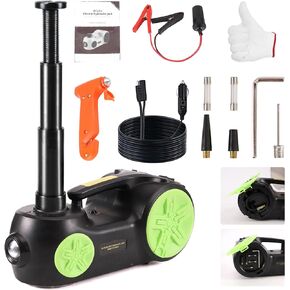Electric Car Jack Kit 5 Ton 12V Hydraulic Floor Jack with Tire Inflator Pump for Vehicle Lift Jack Emergency Repair Kit for 11023lbs (Black and Red)