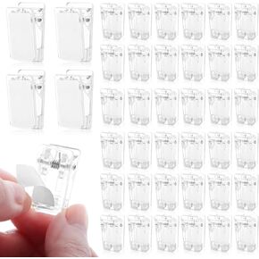 60 Pieces Plastic Self-Adhesive Clips Clear Wall Tapestry Clip Small Hanging Spring Sticky Clips for Photo Posters Document Paperwork Flag Home Office Classroom