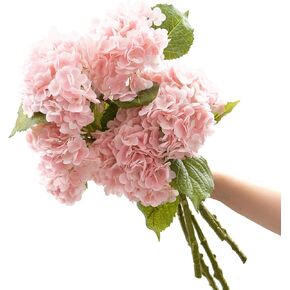 CXGS Artificial Hydrangea Flower 5PCS 21.7 inch Real Touch Faux Flowers Large Blue Fake Flower DIY Bouquet Hydrangeas with Long Stem for Home Party Floral Arrangements Wedding Centerpieces Decor