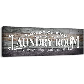 Vintage Laundry Room Canvas Wall Art | Rustic Laundry Rules Prints Signs Framed | Bathroom Laundry Room Decor (16.5 x 5.5 inch, Laundry - A)