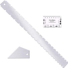 Set of 3, Notched Straight Edge Guitar Luthiers Tool, String Action Ruler Gauge, Fret Rocker String Height Gauge for Most Guitar Fretboards