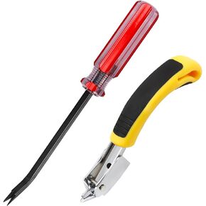 Staple Remover, Upholstery Staple Remover, Upholstery Tools Tack Lifter with Double Pronged Head Nail for All Kinds of Staples for Furniture, Yellow
