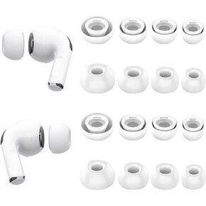 8 Sets Medium Size Ear Tips Replacement for AirPods Pro 2nd / 1st Generation, with Noise Reduction Hole, Silicone Eartips Ear Cap 8 Pairs Compatible with AirPods Pro 2 /Air Pods Pro 1, White M