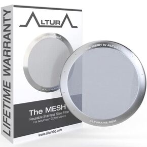 The MESH XL: Reusable Metal Filter for AeroPress XL Coffee Maker. No More Paper Filters.