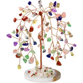 Obsidian Crystals Tree Black Office Decor Desk Accessories Lucky Gemstones Money Trees of Life Reiki Positive Energy Gifts for Women Men Decorations