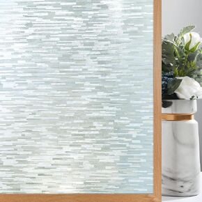 DUOFIRE Window Privacy Film, Lines Patterned Frosted Glass Window Film Decorative, Static Cling Removable Window Clings for Glass Windows, Opaque Window Cover for Home Office, 11.8 x 78.7 Inches