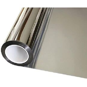 20% VLT Chrome Silver Window Tint Film 24" X 6ft, Privacy Tint Glass Cling Coverings UV Reflective Sun Blocking Heat Control Non-Adhesive Window Shades Film