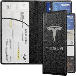 for Tesla Registration and Insurance Holder, Artificial PU Leather Glove Box Organizer Accessories for Tesla Model 3/Y/X/S Waterproof and Wear Resistant, Black in Kuwait