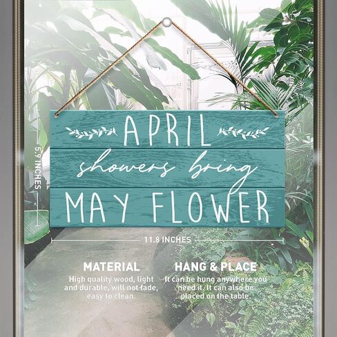 Spring Wall Decor Sign, April Showers Bring May Flower, Spring Decorations for Home Bedroom Door Porch Rustic Hanging Sign Spring Decor Indoor Outdoor Farmhouse Plaque in Saudi Arabia