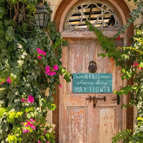 Spring Wall Decor Sign, April Showers Bring May Flower, Spring Decorations for Home Bedroom Door Porch Rustic Hanging Sign Spring Decor Indoor Outdoor Farmhouse Plaque in Saudi Arabia