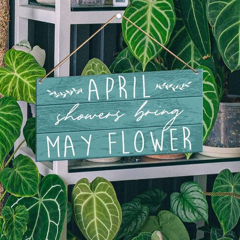 Spring Wall Decor Sign, April Showers Bring May Flower, Spring Decorations for Home Bedroom Door Porch Rustic Hanging Sign Spring Decor Indoor Outdoor Farmhouse Plaque in Saudi Arabia