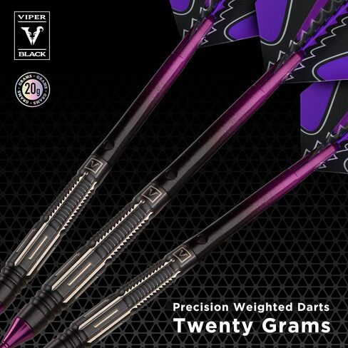 Viper Black Flux 90% من الفولاذ التنجستين الاحترافي أو مجموعة سهام تحويل ذات طرف ناعم in Kuwait