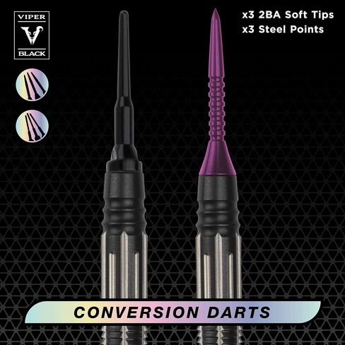 Viper Black Flux 90% من الفولاذ التنجستين الاحترافي أو مجموعة سهام تحويل ذات طرف ناعم in Kuwait