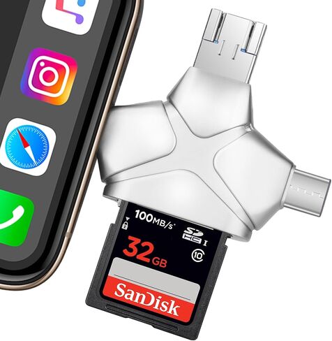 4 in 1 SD Card Reader for iPhone iPad Android Mac Computer in Kuwait