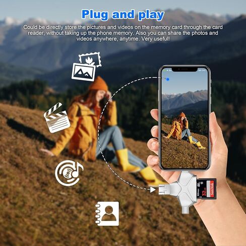 4 in 1 SD Card Reader for iPhone iPad Android Mac Computer in Kuwait