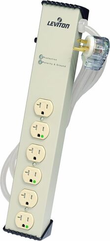 Leviton 5300-HT2 120 Volt, 20 Amp ,Surge Protected, 6-Outlet-HG Tamper-Resistant Strip, Continuous Duty, 6-Ft, Beige in Saudi Arabia