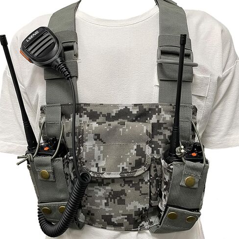 Tactical Vest Nylon Military Holster Is Suitable For Pofung Motorola Midland CB Walkie Talkies Two-Way Radios Radio Pouch Vest Waist Bag Chest Strap Front (Camouflage) in Saudi Arabia