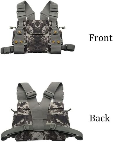 Tactical Vest Nylon Military Holster Is Suitable For Pofung Motorola Midland CB Walkie Talkies Two-Way Radios Radio Pouch Vest Waist Bag Chest Strap Front (Camouflage) in Saudi Arabia