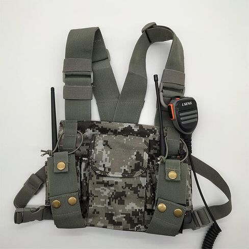Tactical Vest Nylon Military Holster Is Suitable For Pofung Motorola Midland CB Walkie Talkies Two-Way Radios Radio Pouch Vest Waist Bag Chest Strap Front (Camouflage) in Saudi Arabia