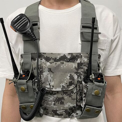 Tactical Vest Nylon Military Holster Is Suitable For Pofung Motorola Midland CB Walkie Talkies Two-Way Radios Radio Pouch Vest Waist Bag Chest Strap Front (Camouflage) in Saudi Arabia