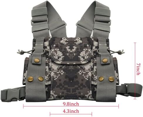 Tactical Vest Nylon Military Holster Is Suitable For Pofung Motorola Midland CB Walkie Talkies Two-Way Radios Radio Pouch Vest Waist Bag Chest Strap Front (Camouflage) in Saudi Arabia