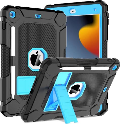 حافظة BMOUO لجهاز iPad 9th 8th 7th Generation (10.2 بوصة، 2021/2020/2019)، حافظة iPad 10.2 واقية مقاومة للصدمات مع حامل مدمج/حامل قلم رصاص، وردي in Kuwait